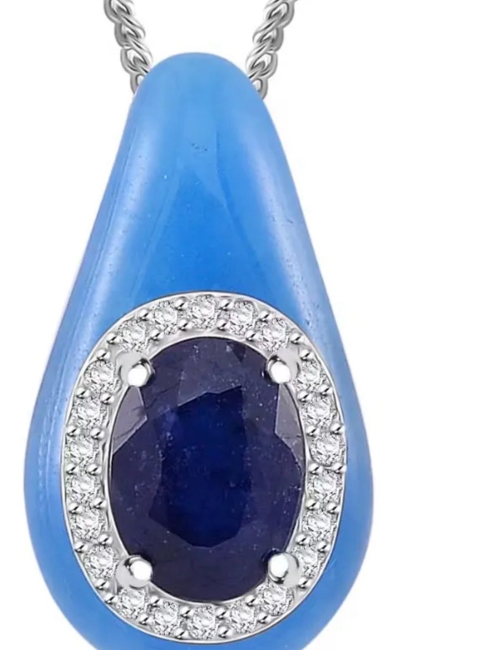 Genuine Blue Jade & Blue Sapphire Necklace